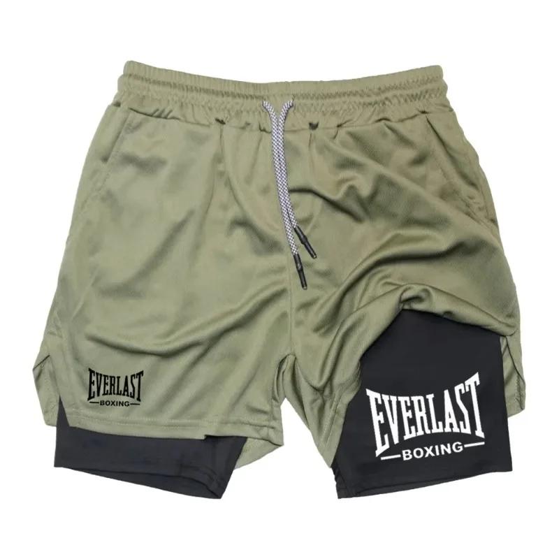 EVERLAST Short de sport ajusté pour homme, double couche, séchage rapide, pantalon de compression co
