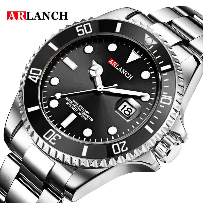 ARLANCH Top marque de luxe mode plongeur montre hommes 3 ATM étanche Date horloge noir Sport montre 