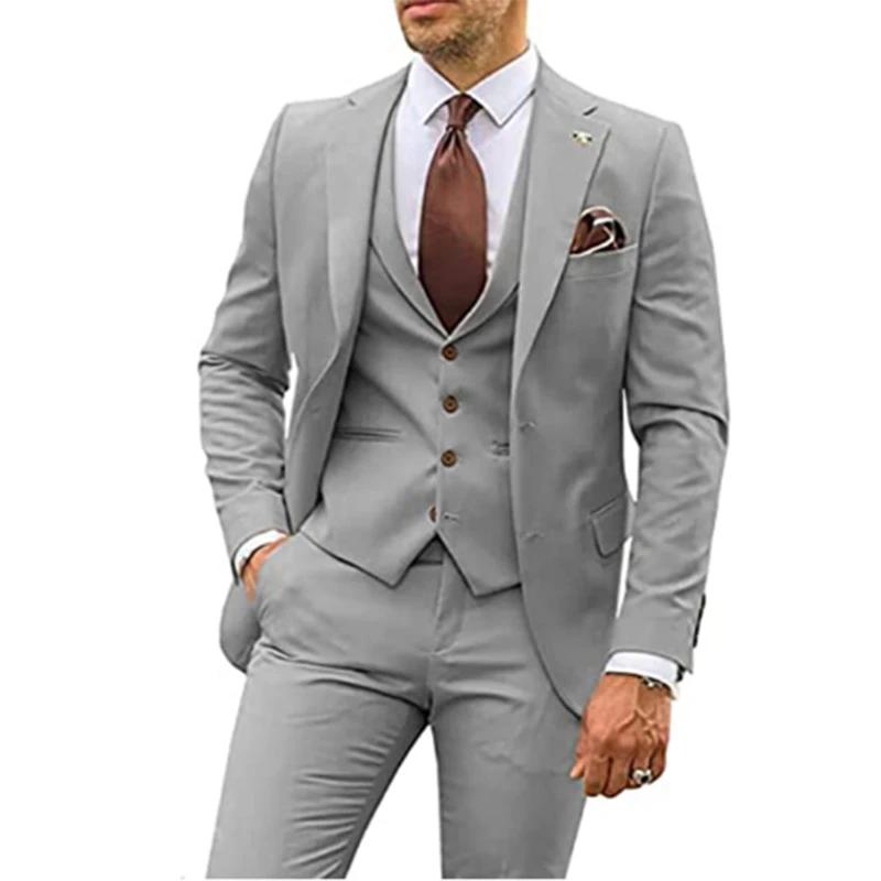 Costumes beiges 3 pièces pour hommes, coupe cintrée, smoking De marié, costumes De mariage, meilleur