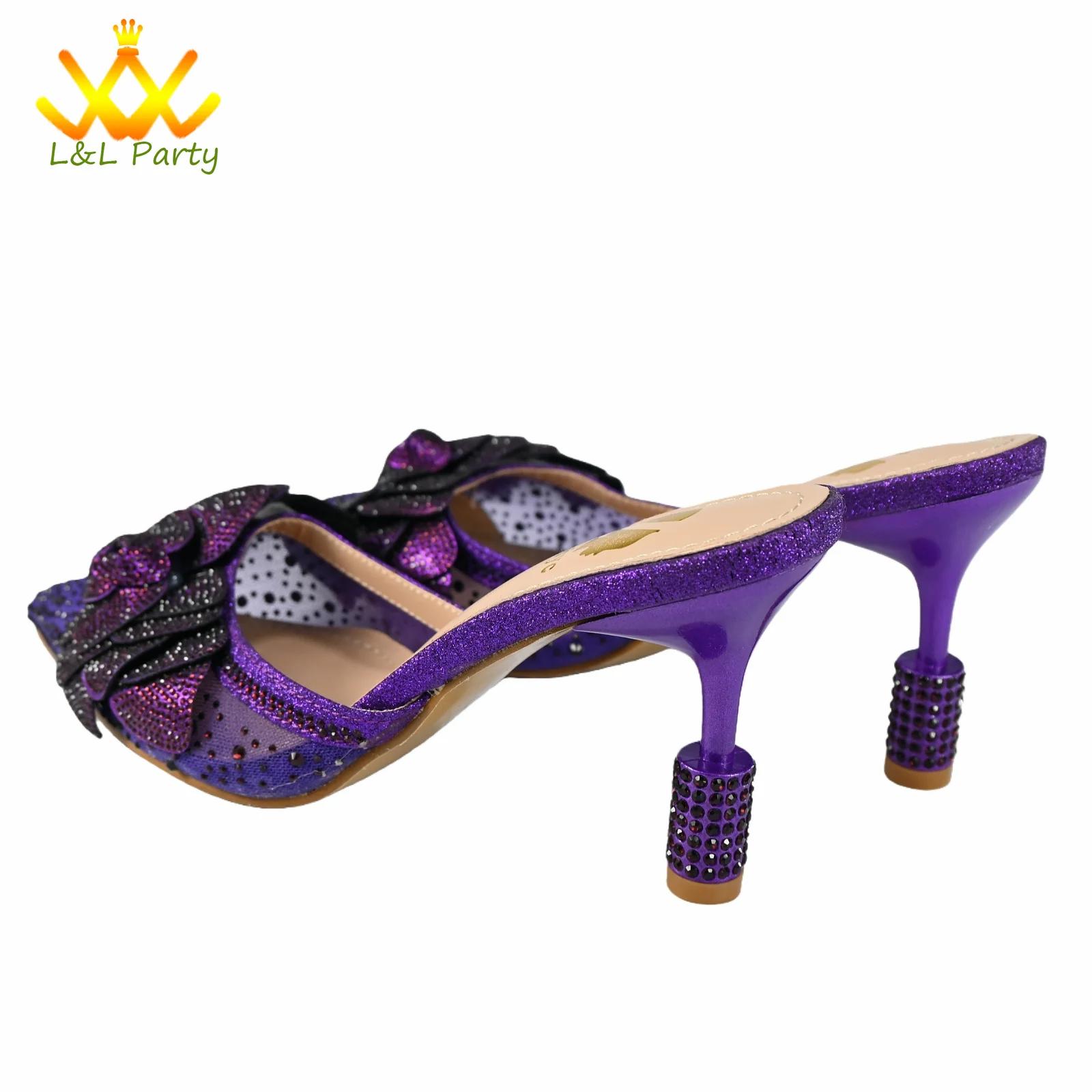 Ensemble de chaussures et de sacs au Design italien, couleur violette, bout pointu, talons Super hau