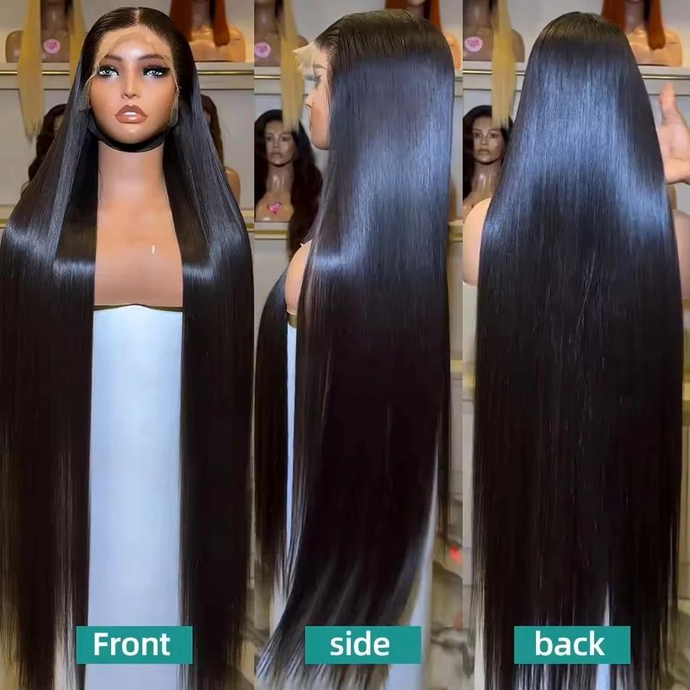 Perruque Lace Front Body Wave Naturelle, Cheveux Lisses, 13x6 HD, Pre-Plucked, avec Baby Hair, Densi