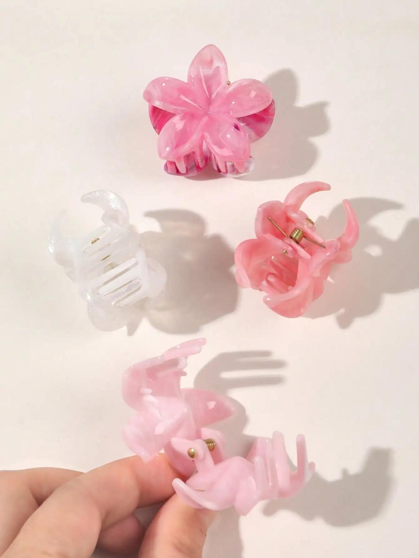 Pinces à cheveux multicolores à fleurs pour femmes et filles, 4 pièces, antidérapantes, mignonnes, a