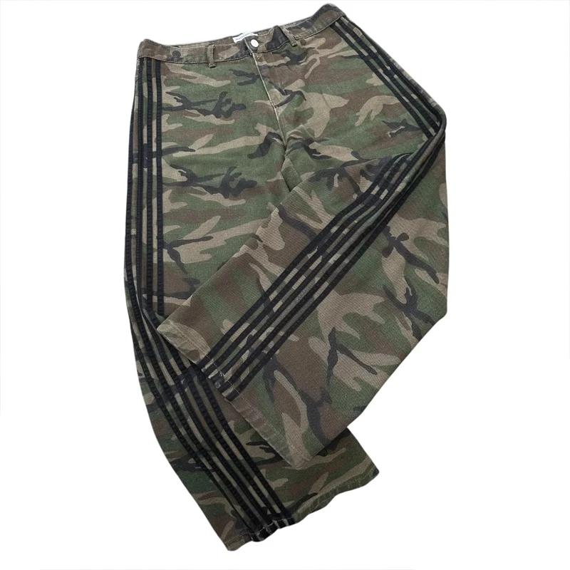 Jean baggy rétro Y2K, pantalon en denim à jambes larges, pantalon de survêtement camouflage brodé ra
