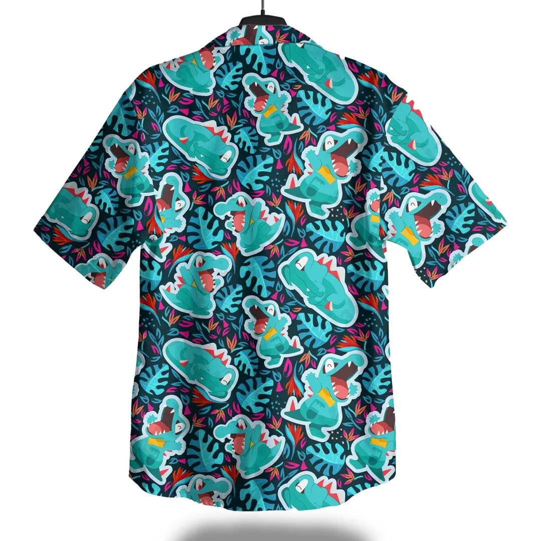 Totodile Tropical Splash Pokemon Chemise hawaïenne pour homme, T-shirt d'été à séchage rapide, vêtem