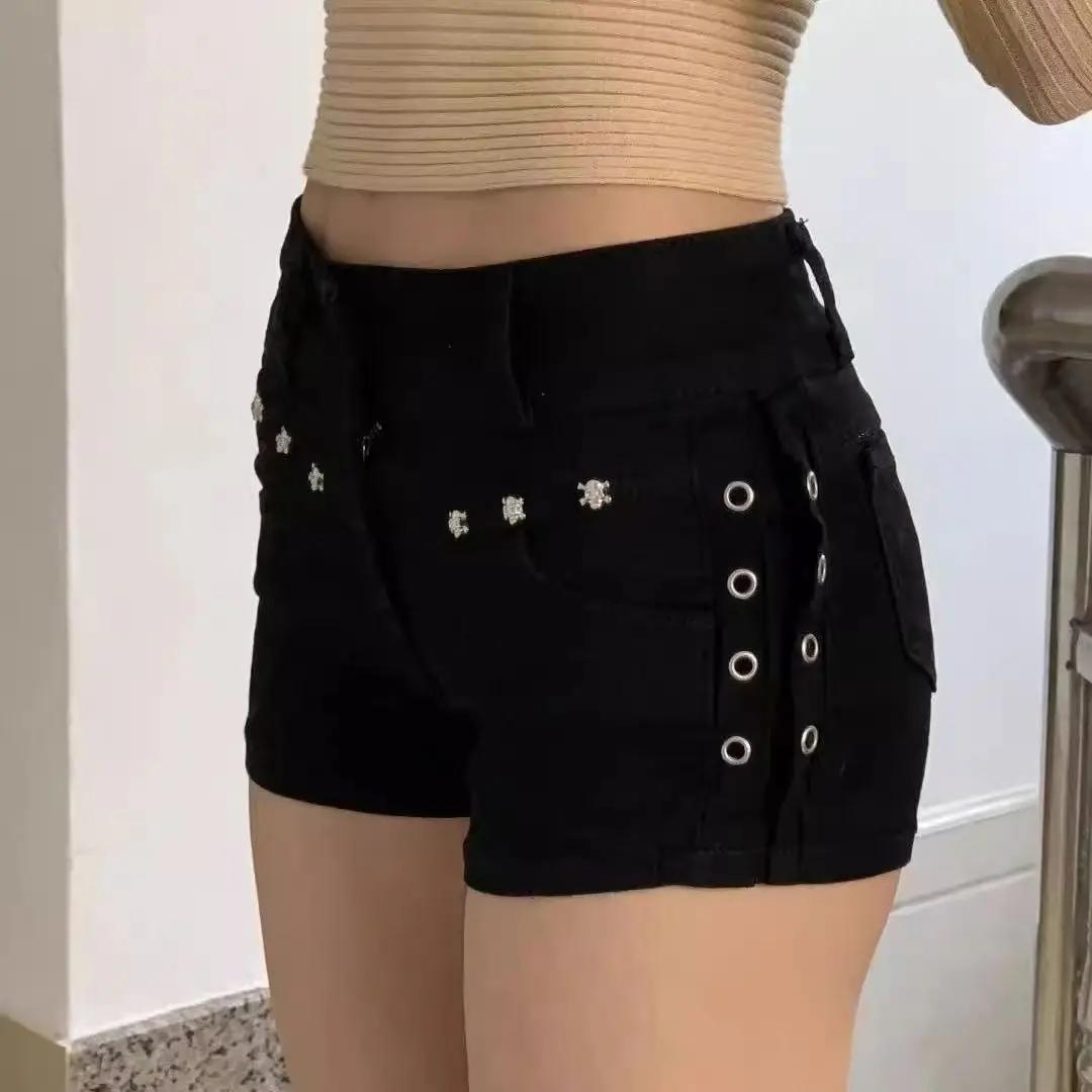 Shorts pour femmes, skinny, créatifs, à lacets, streetwear populaire, personnalité quotidienne, étud