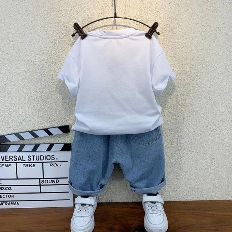 Ensemble de vêtements d'été pour bébés garçons, T-shirt ours + pantalon court, ensemble 2 pièces pou