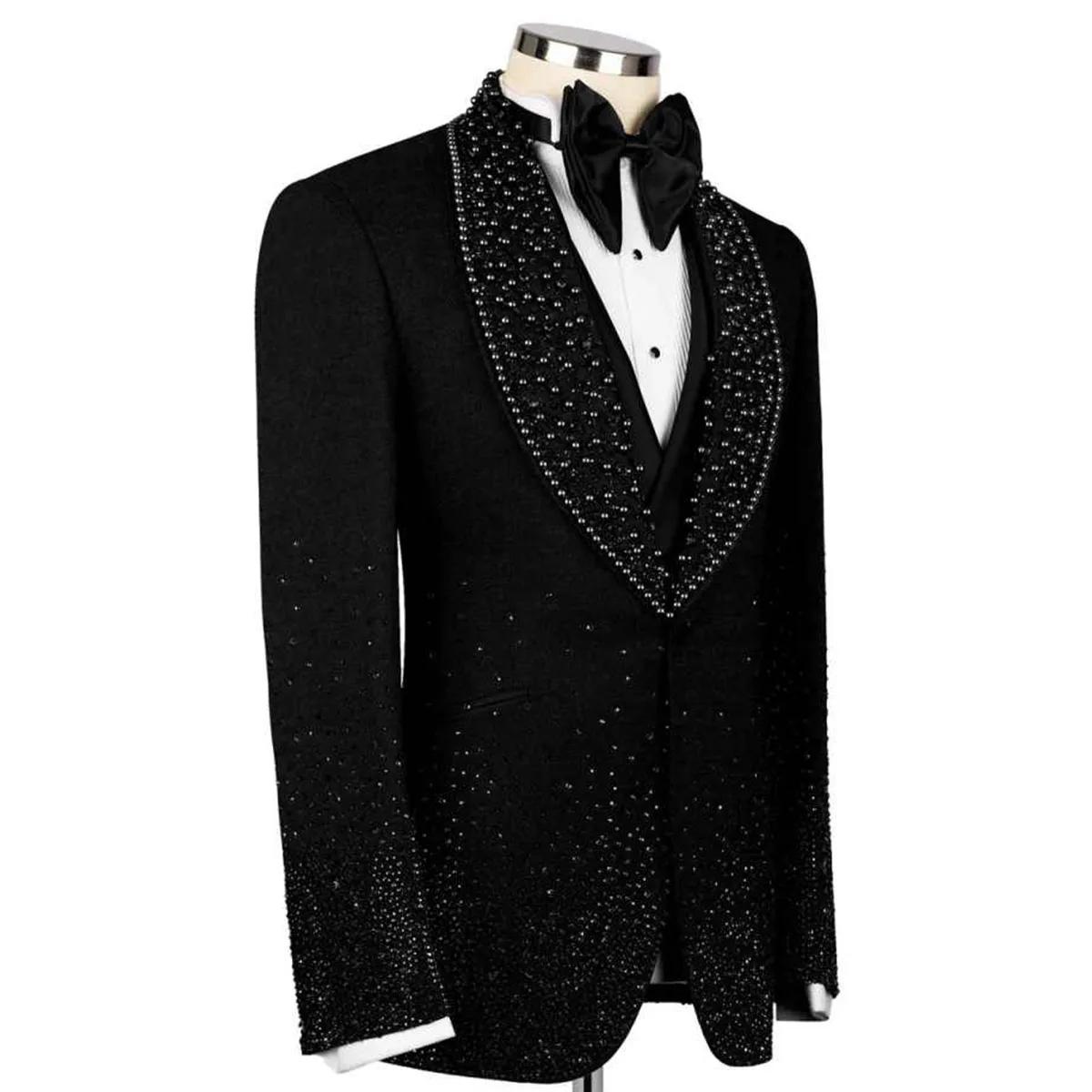 Costumes pour hommes personnalisés avec strass, ensembles 2 pièces, blazer de bal pour homme à rever