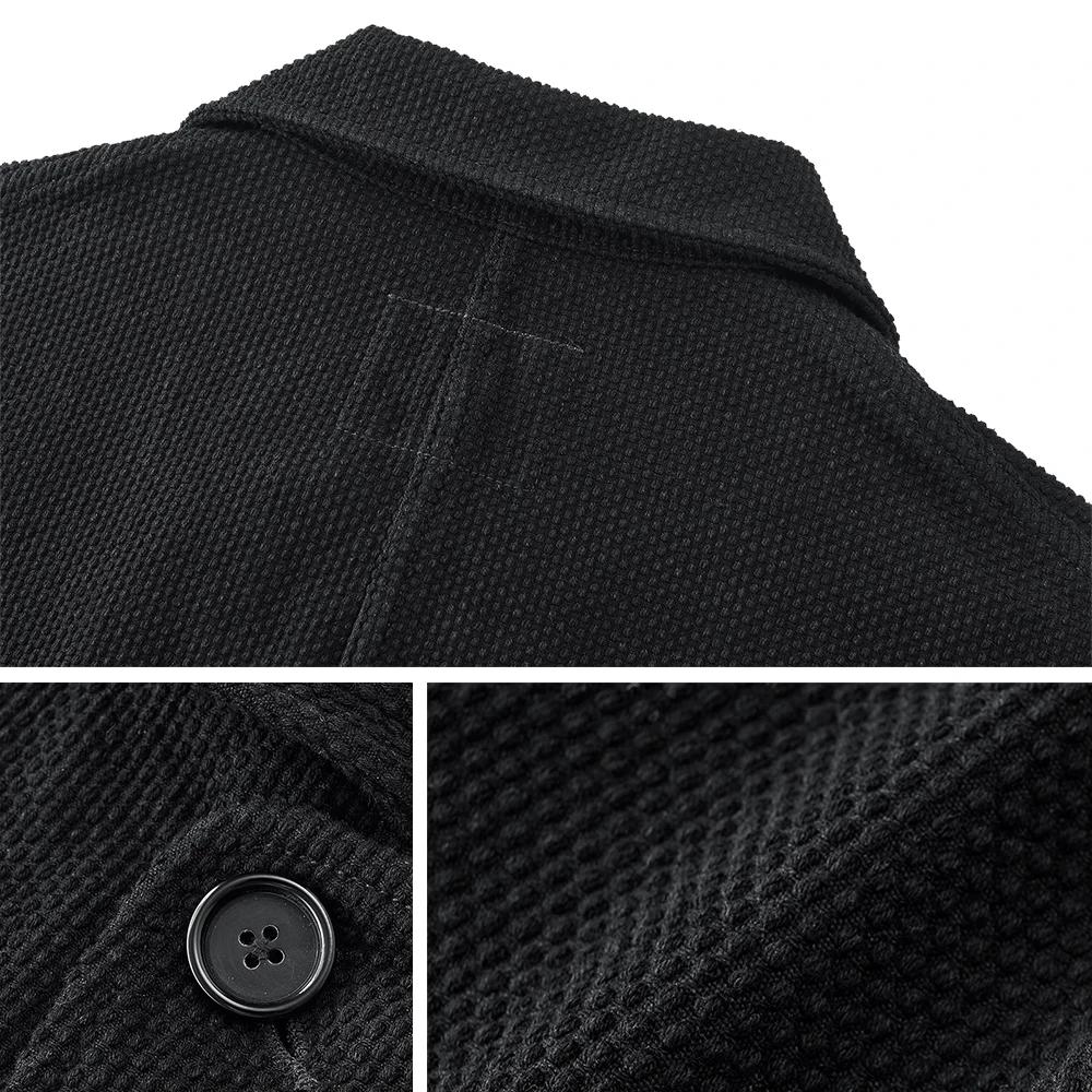 Vintage lourd Kendo veste hommes automne hiver nouveau coton revers multi-poches ample encre teint v