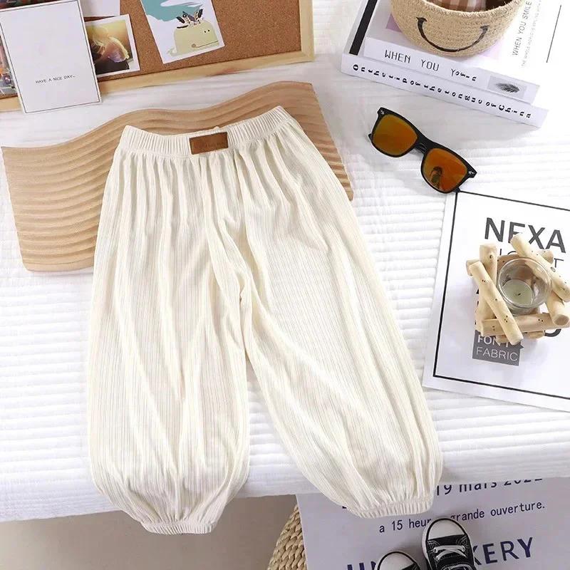Pantalon d'été fin et respirant pour enfants, couleur bonbon contre les moustiques, pour garçons et 