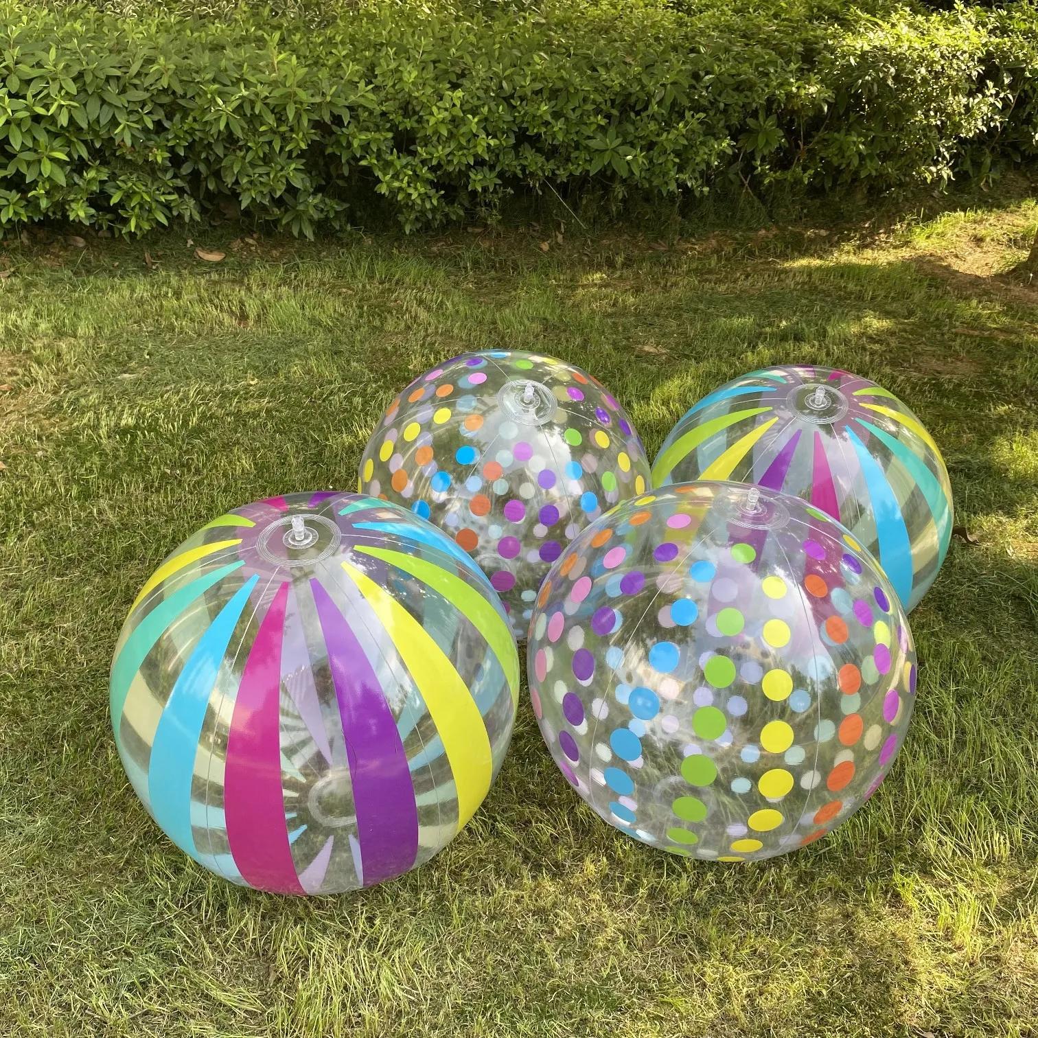 Ballon de plage gonflable Transparent à rayures colorées de 15.35 pouces, adapté aux jeux de fête su