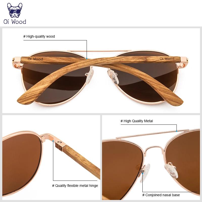 Oi bois lunettes de soleil pilote lunettes de soleil hommes femmes lunettes polarisées bleu Uv400 le