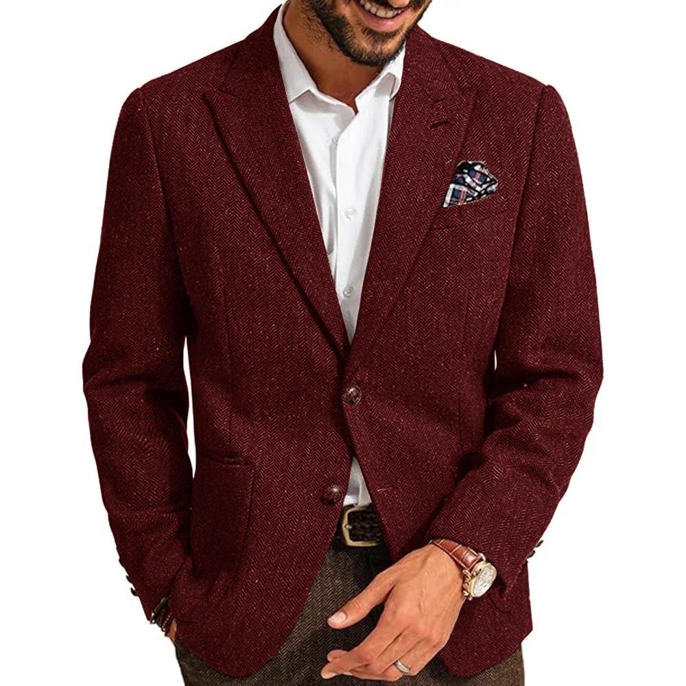 Hommes costume Blazer motif à chevrons simple boutonnage coupe ajustée élégant confortable travail d