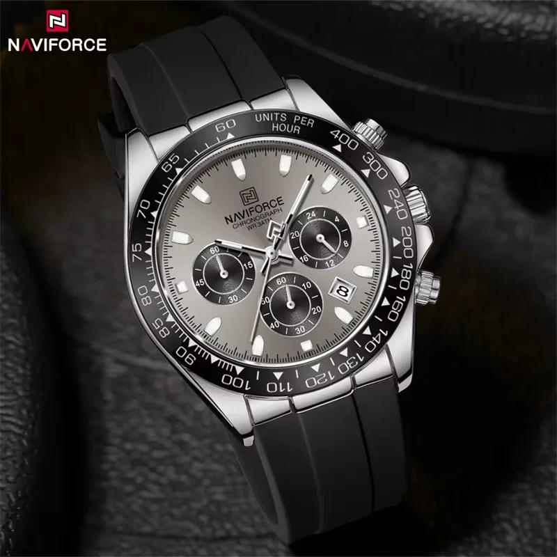 Montre décontractée pour homme NAVIFORCE, étanche, sportive, à quartz, bracelet en silicone, chronog