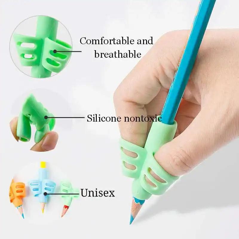 Porte-crayon d'écriture pour enfants, 1/3 pièces, pratique d'apprentissage, stylo en Silicone, aide 