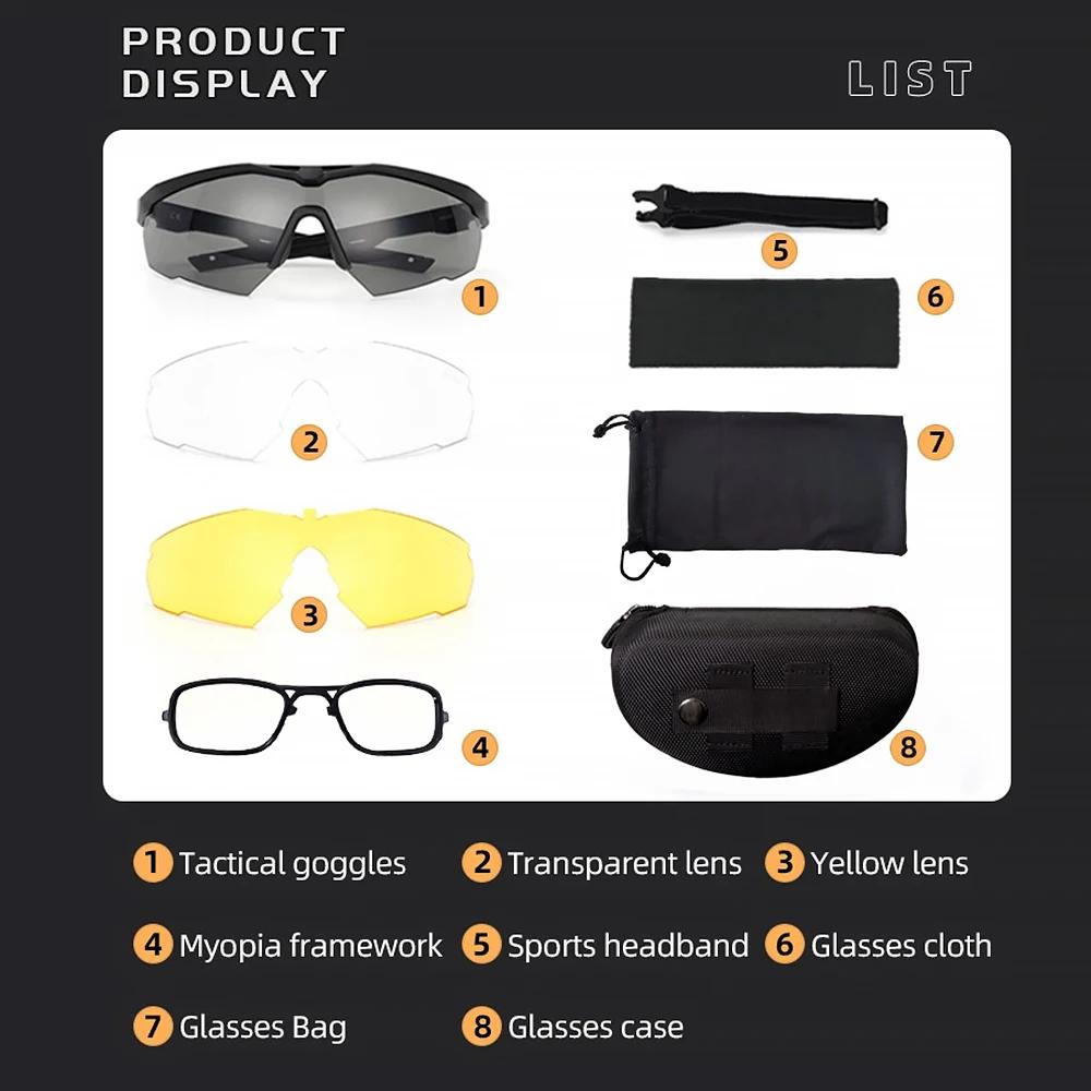 Lunettes tactiques militaires CS Airsoft lunettes de tir coupe-vent HD 3 lentilles Motocross moto al