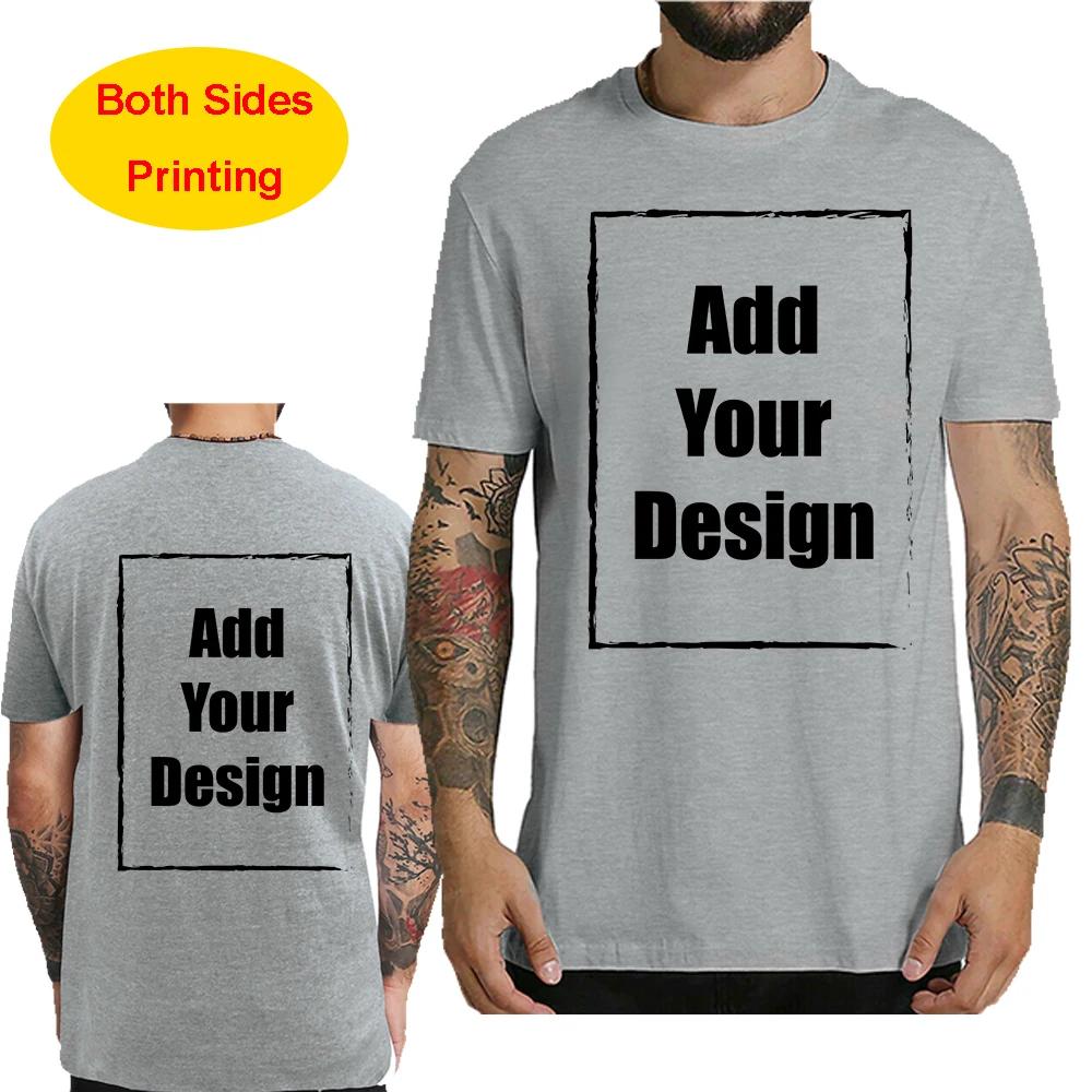 T-shirt personnalisé pour hommes, 100% coton, imprimé avant et arrière, faites votre Design, Logo, t