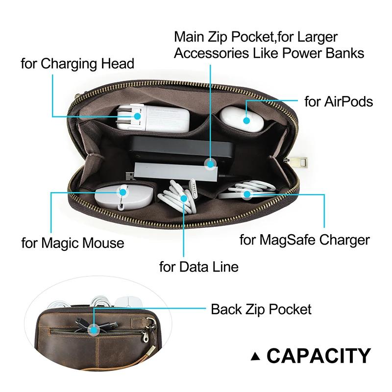 Sac de voyage pour homme CONTACT'S, pochette en cuir véritable, portefeuille, sac à main, sac de ran