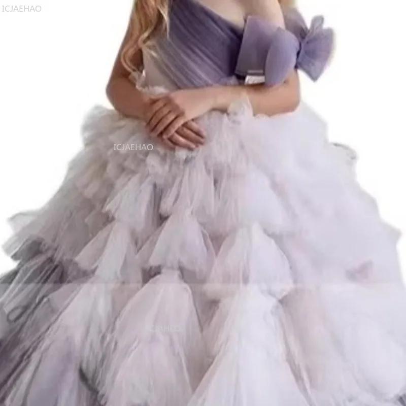 Robe Tutu asymétrique épaule dénudée pour enfants, robe Tutu pour filles à fleurs, fête d'anniversai