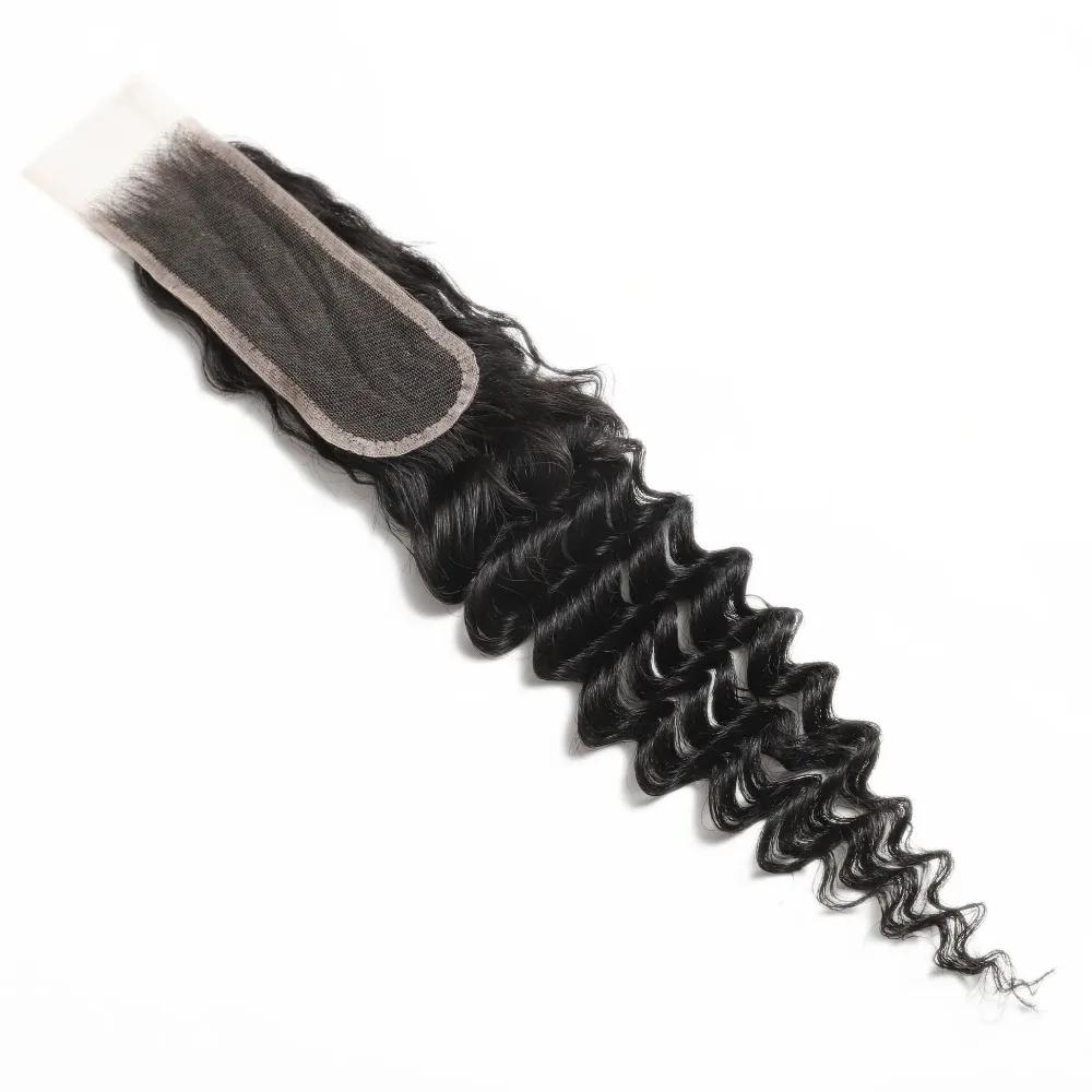 Perruque Lace Closure naturelle ondulée profonde, 12-22 pouces, 2x6, dentelle suisse transparente, p