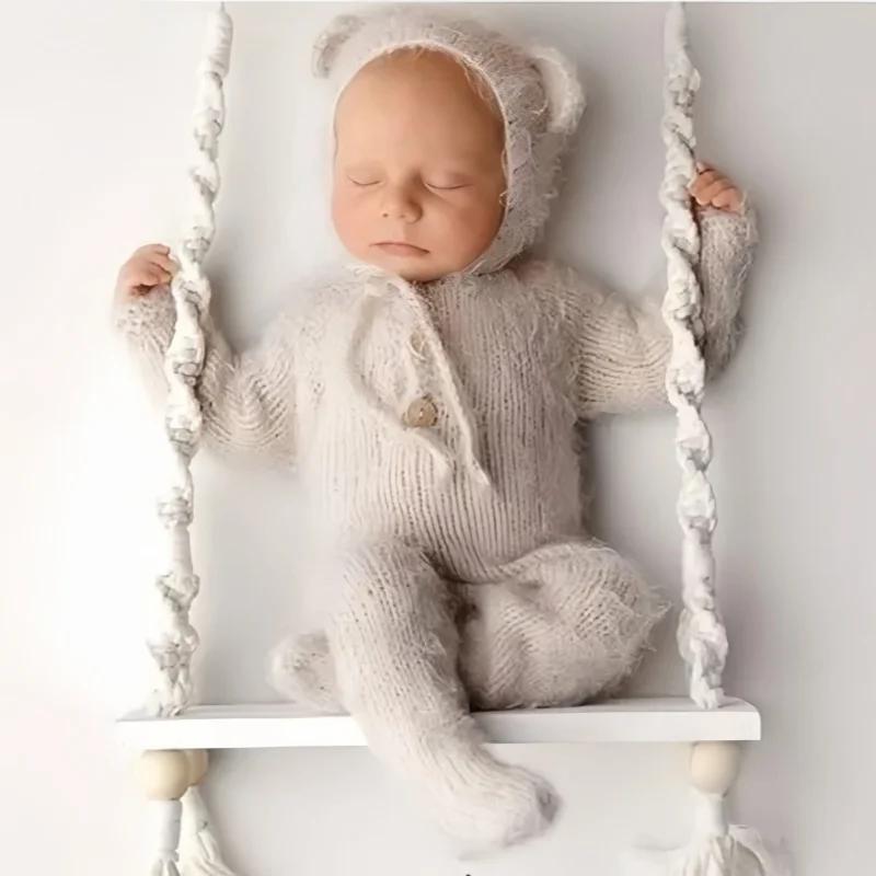 Accessoires de photographie pour bébé, chaise pivotante pour nouveau-né, meubles en bois pour nourri