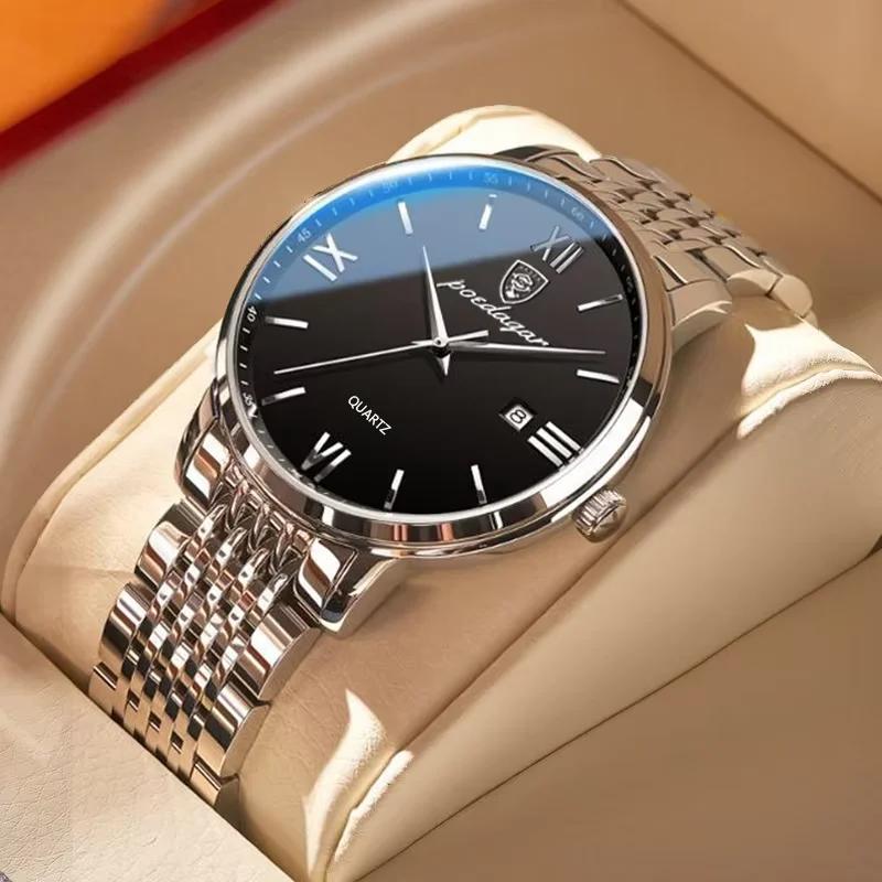 POEDAGAR montre-bracelet de sport de luxe pour hommes en acier inoxydable étanche Date homme montre 