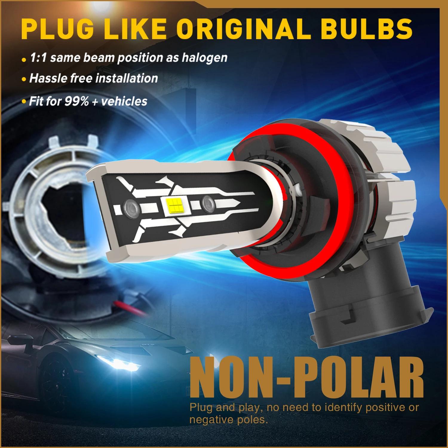 2x H11 H8 Led antibrouillard phare Canbus H16 H9 voiture ampoule Diode lampe 12v 55w pour Audi A4 8K