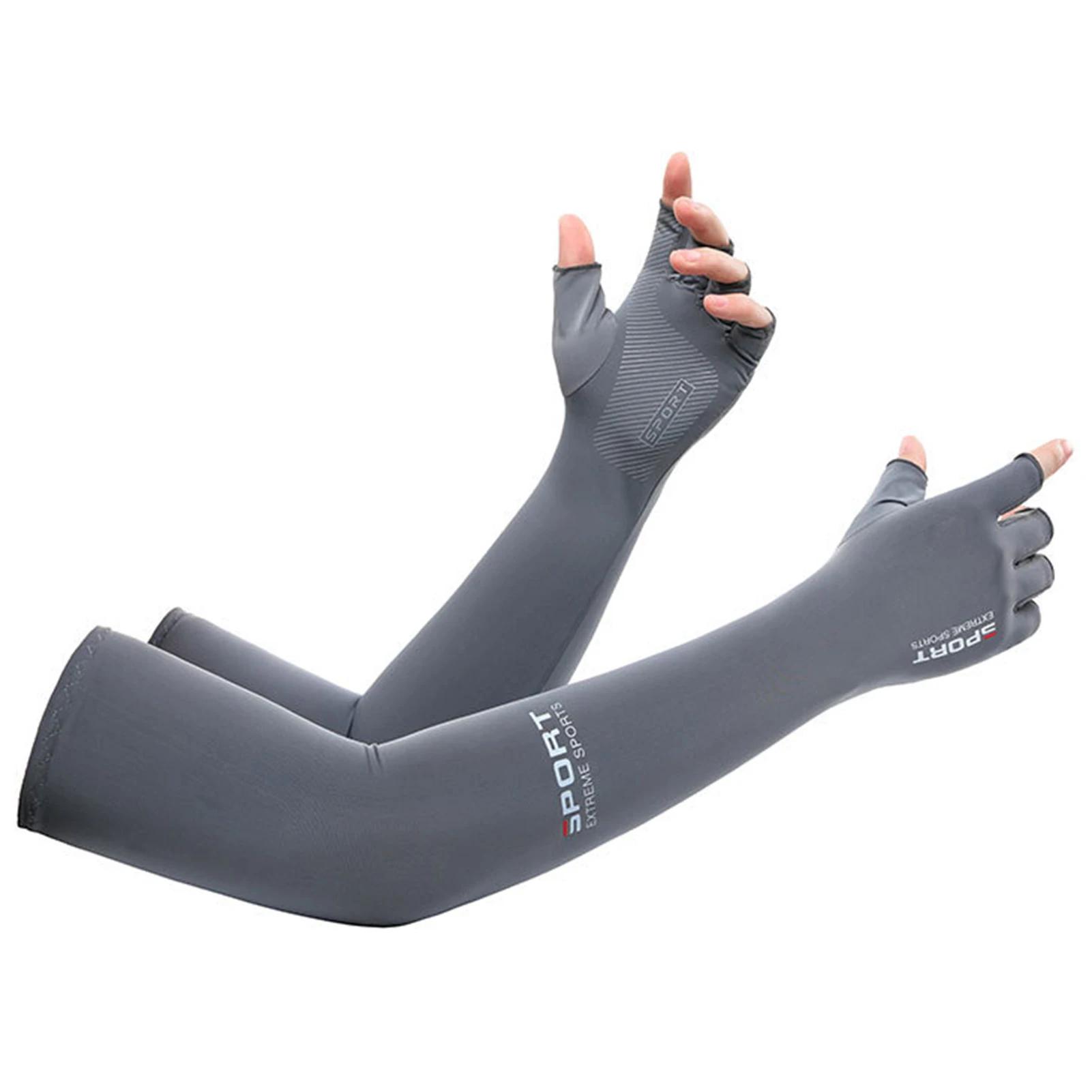 Refroidissement anti-UV d'été ‌ Manchons de bras en soie glacée, couverture extensible et respirante