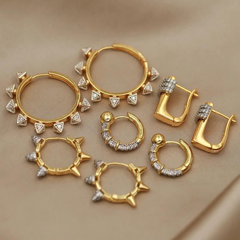 Boucles d'oreilles géométriques en cristal pour femmes, nouveau Design de vue, marque de mode, bijou
