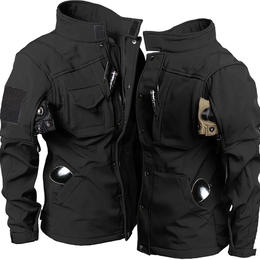 DulShlavabo-Veste coupe-vent à coque souple pour homme avec plusieurs poches, manteau coupe-vent, do