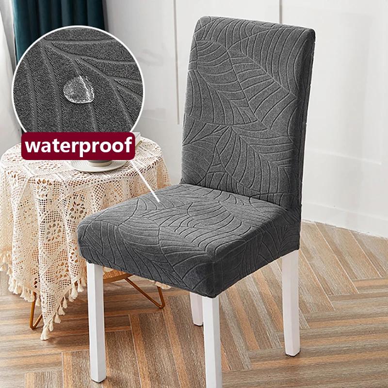 Housse de chaise Jacquard imperméable, extensible, protection de chaise de salle à manger, pour cuis