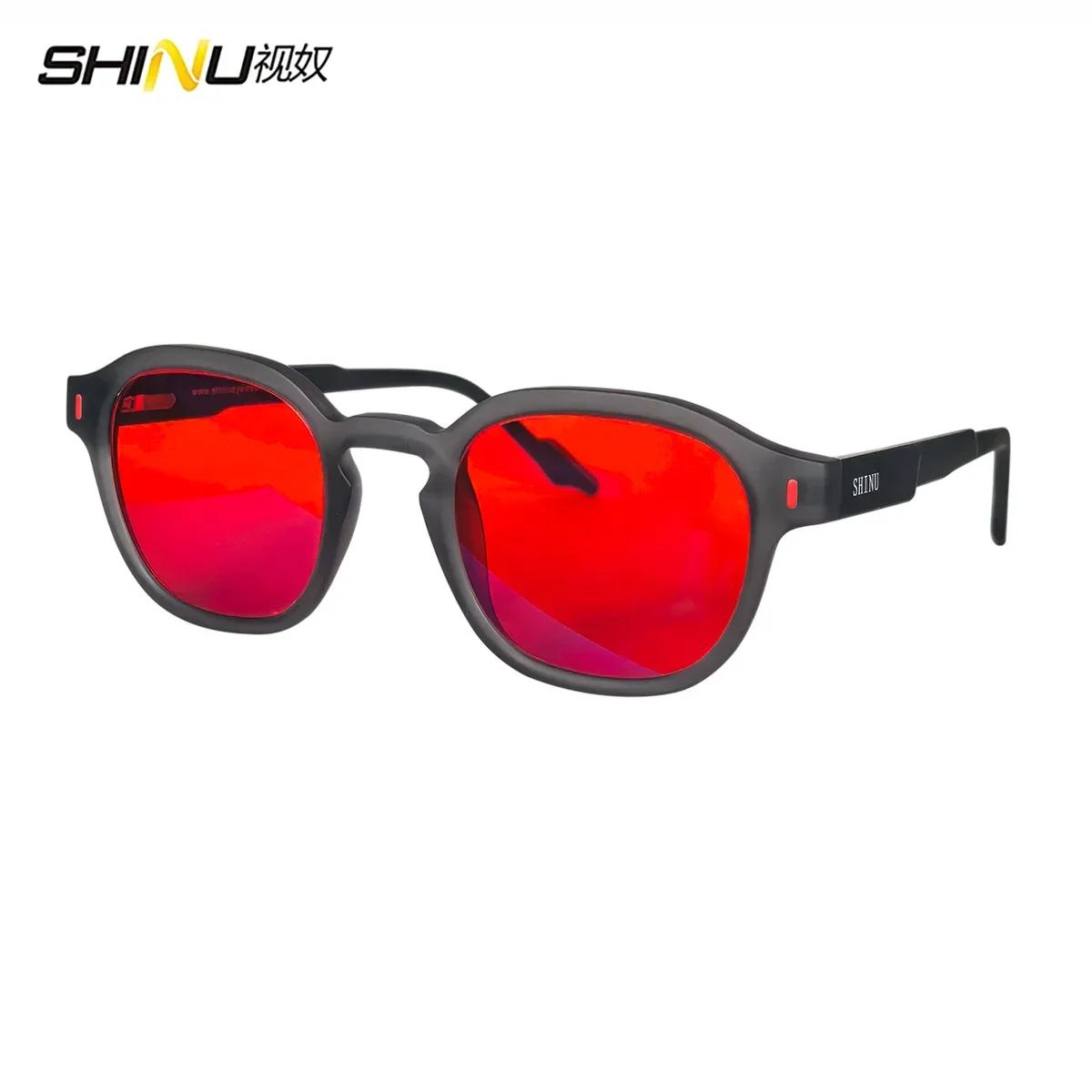 SHINU Anti lumière bleue lunettes dormir mieux lentilles rouges pour hommes lentille Orange lunettes