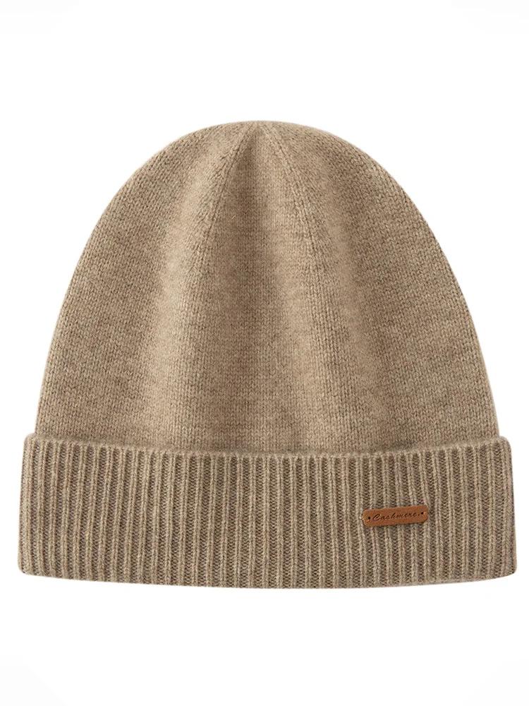 Chapeau tricoté de luxe en cachemire 100% pour hommes et femmes, unisexe, chaud, décontracté, couleu