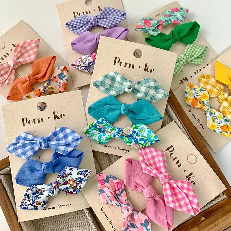 Ensemble d'épingles à cheveux pour bébés filles, nœuds mignons, frange florale à carreaux, pince à c
