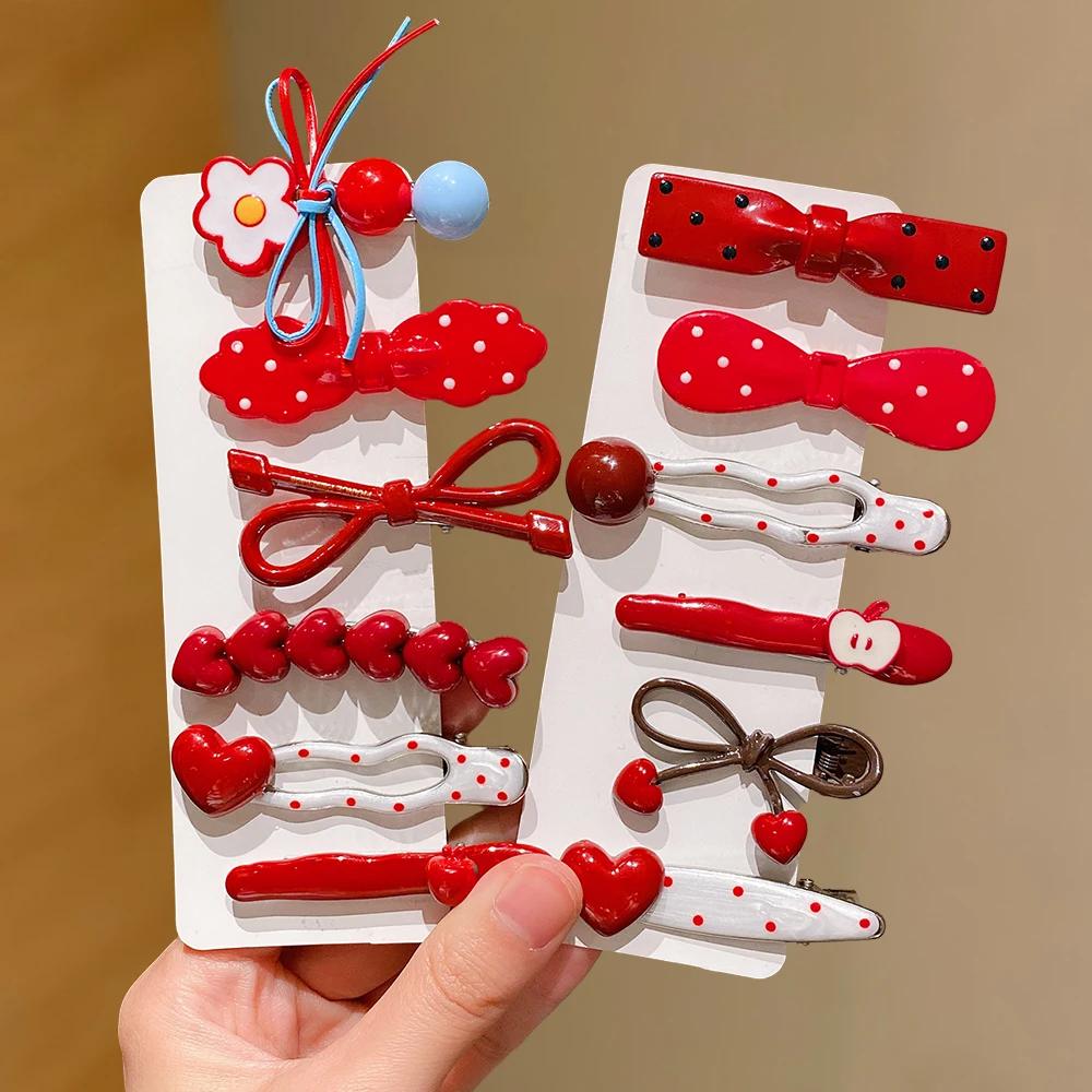Lot de 6 pinces à cheveux multi-styles : cœur, pois, nœud, toutes occasions, toutes saisons, cadeau 
