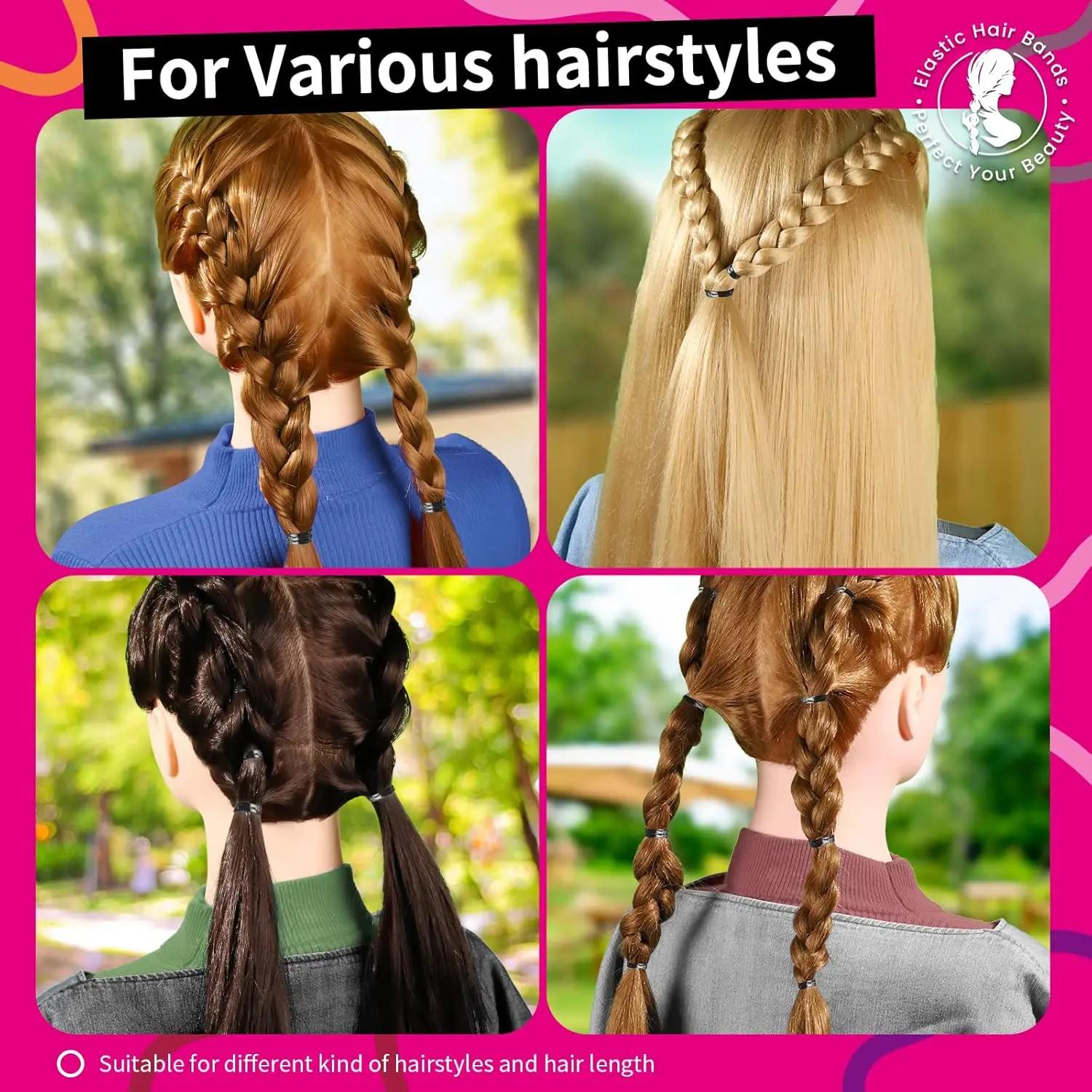 120/300/500 pièces bandes de cheveux élastiques multicolores, bandes de caoutchouc pour cheveux fins