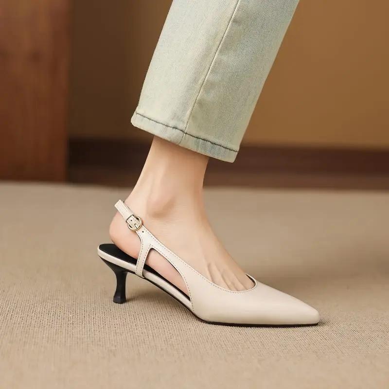 MORAZORA – sandales en cuir véritable pour femmes, grande taille 34-43, chaussures à bout pointu, ta