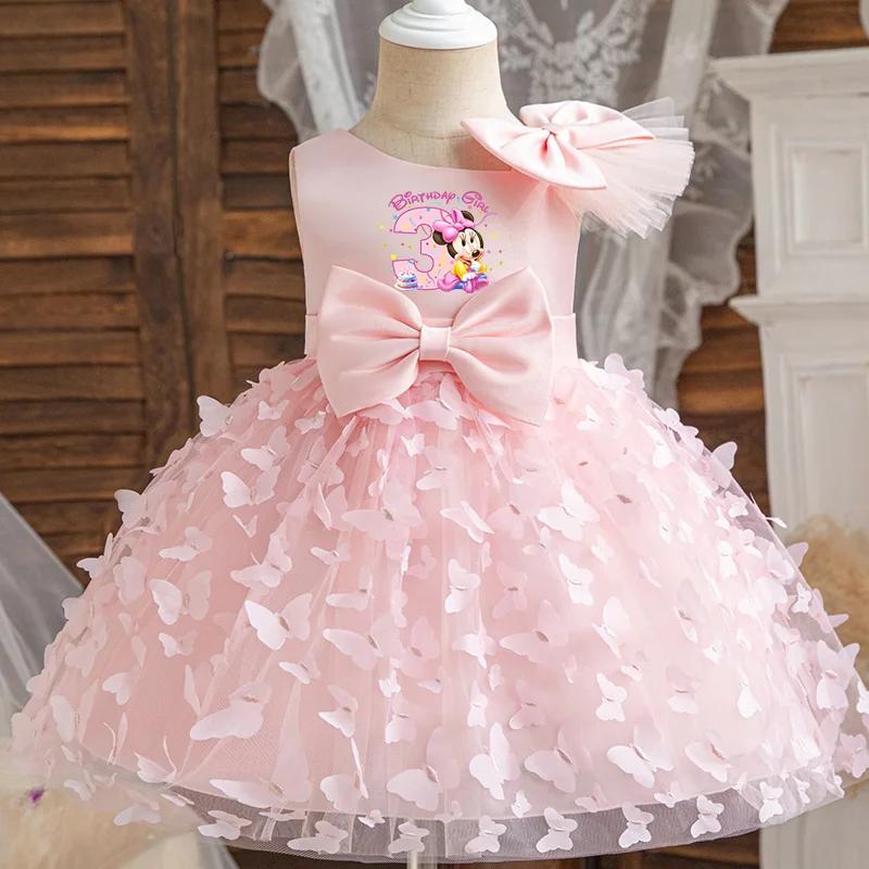Robe de princesse d'anniversaire pour filles, vêtements pour enfants, tenues de fête Mickey Minnie M