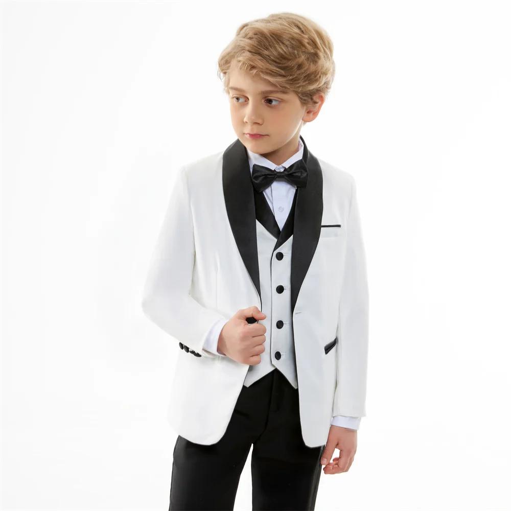 Ensemble de Costume formel pour garçons, 4 pièces, élégant, blanc, pour photographie de Piano, Costu