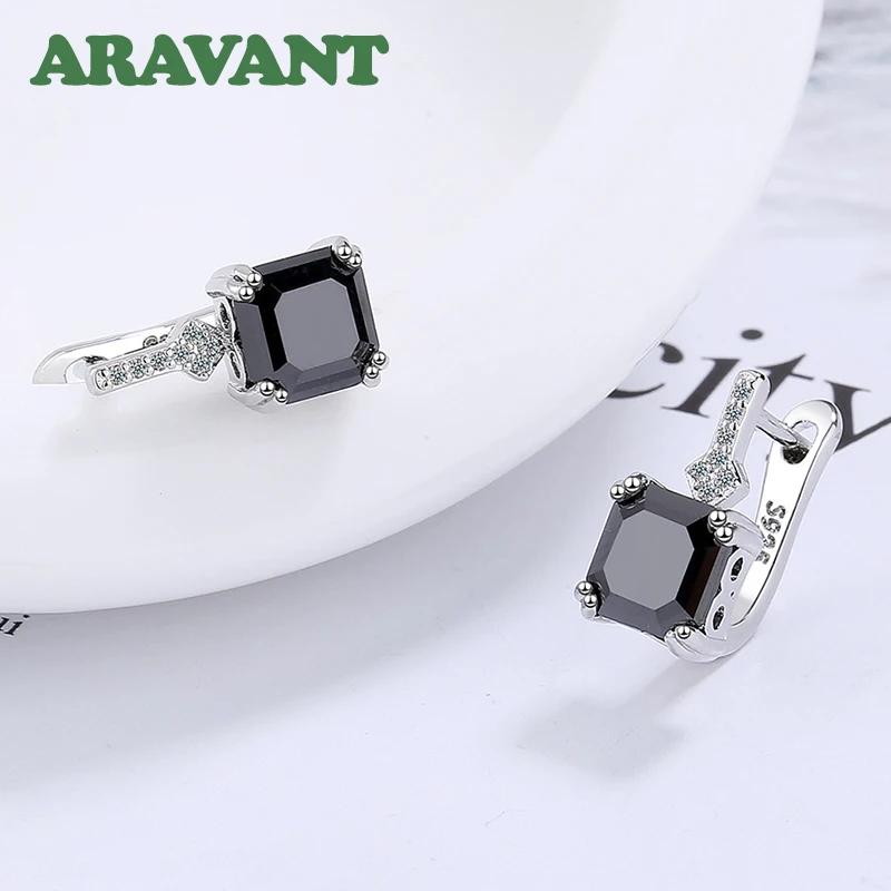 Aravant-Boucles d'oreilles carrées en argent regardé 925 pour femme, bijoux fantaisie