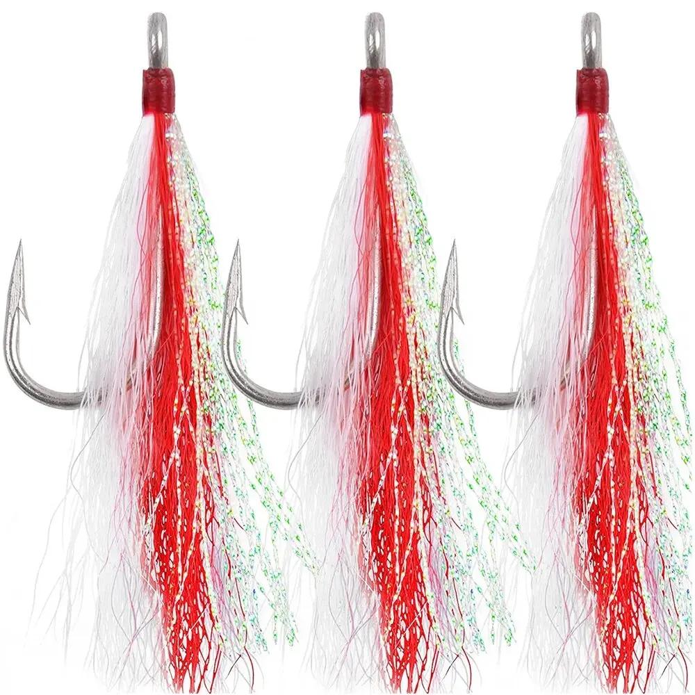 8 pièces/4 pièces Bucktail Teasers crochet de pêche leurres de pêche en eau salée plate-forme en aci