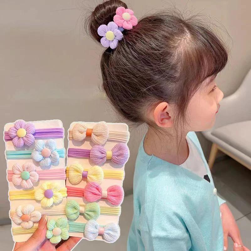 12 pièces nouveau coupe cheveux cravates princesse doux fleur arc filles femmes élastiques bandes de