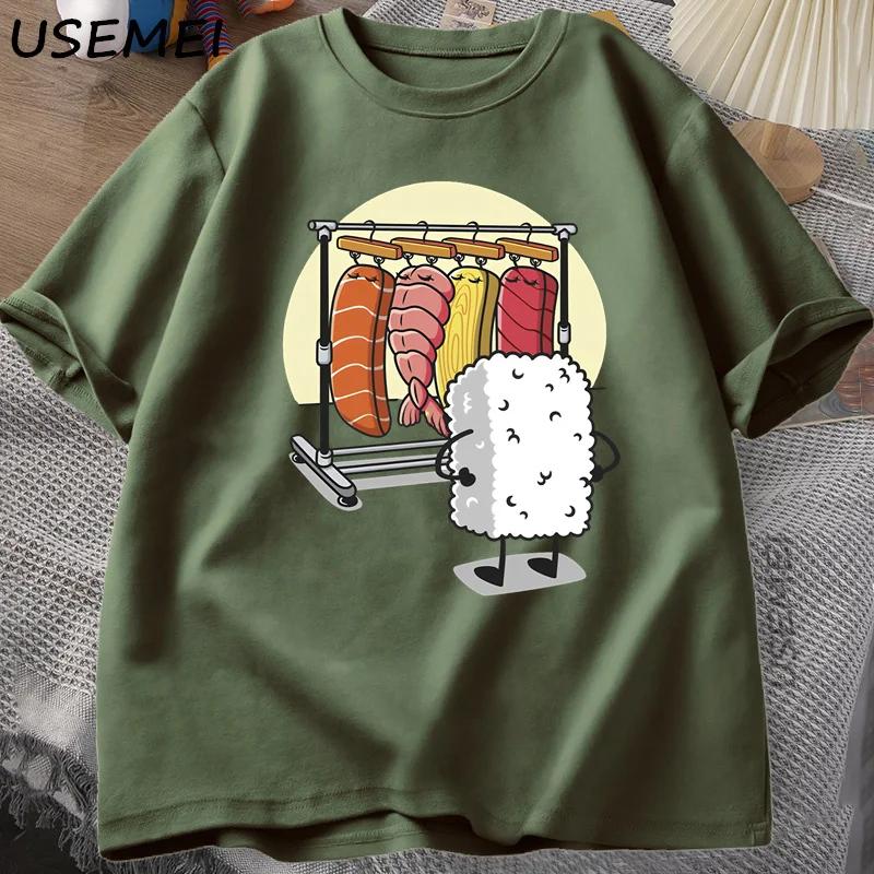 Sushi garde-robe T-shirt femmes hommes drôle haute qualité T-shirt coton graphique t-shirts ample à 