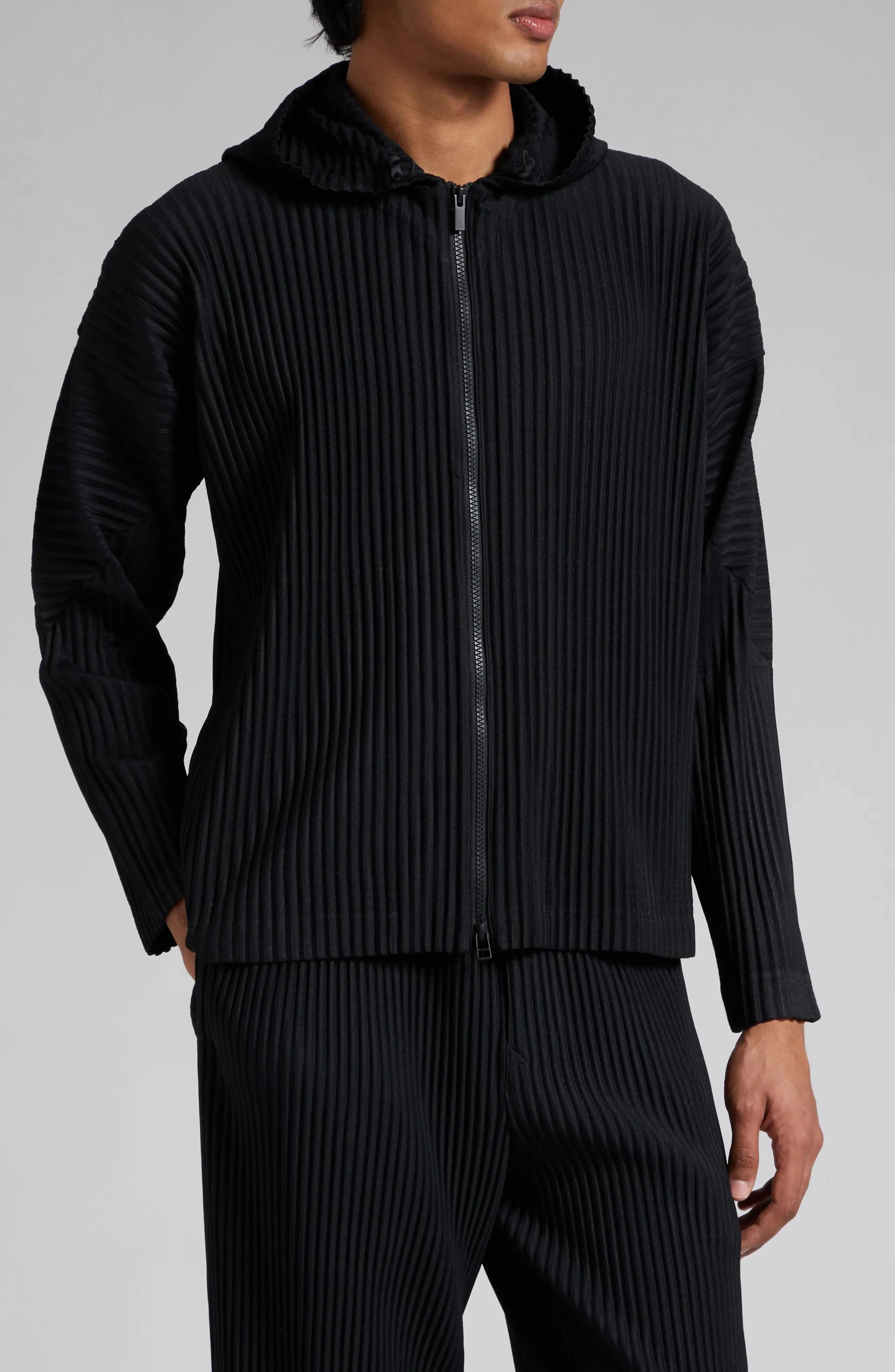 ATA YAKE-Sweat à Capuche Plissé à Fermeture Éclair pour Homme, Veste Classique Décontractée, Manteau