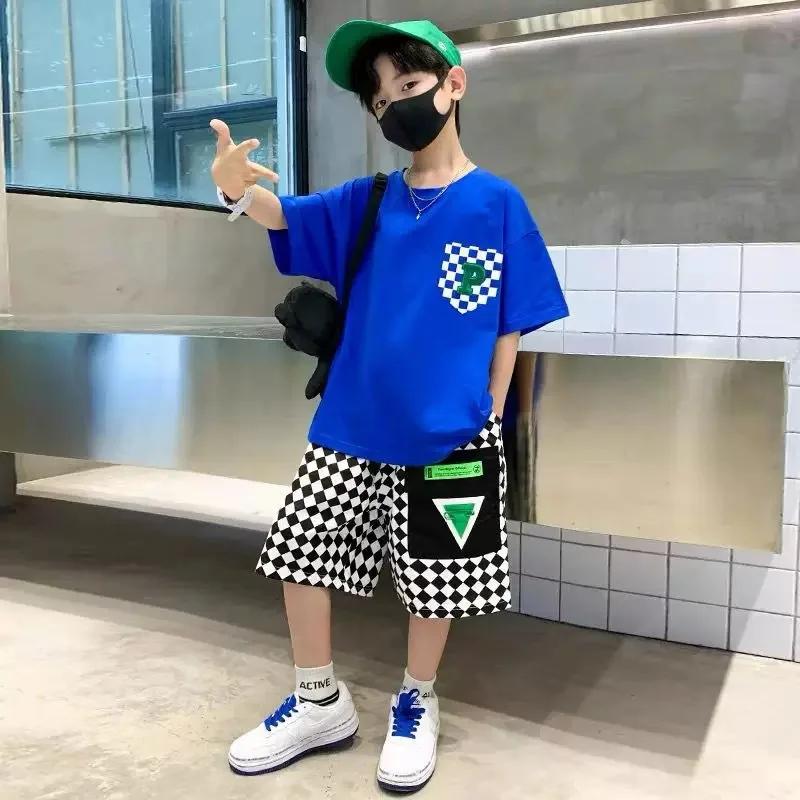 Ensemble de vêtements d'été pour garçons, 2 pièces, vêtements à manches courtes pour adolescents, T-