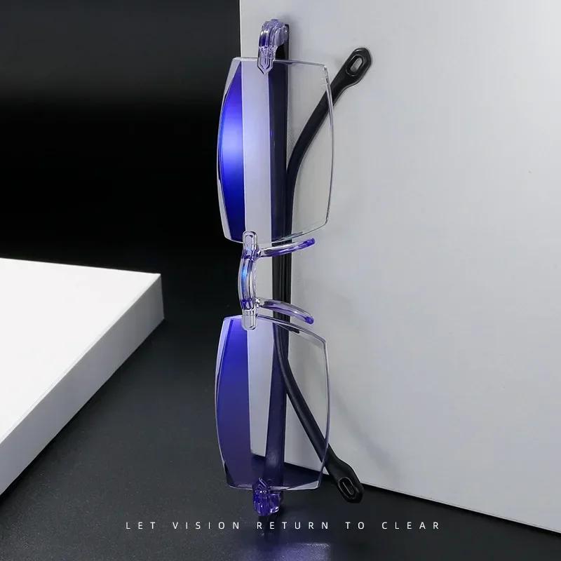 Lunettes de lecture 0 -1.0 à-4.0 myopie Glasse sans monture Anti lumière bleue hommes myopie lunette
