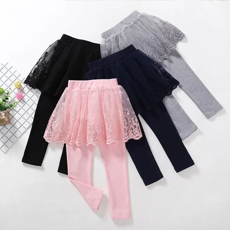 Leggings en dentelle pour filles, jupe-pantalon princesse, vêtements d'été et d'automne, pour bébés,