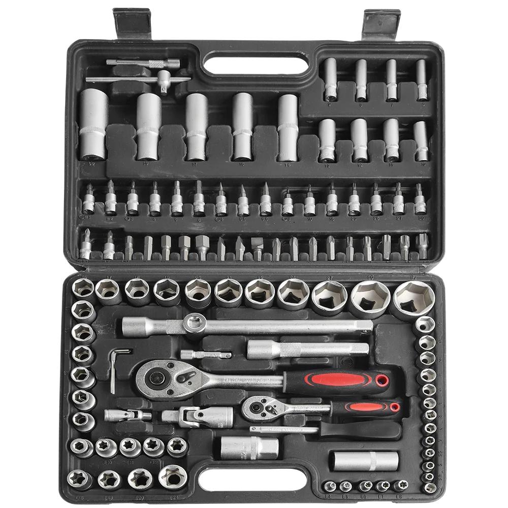 Jeu de clés à douille à cliquet, 108 pièces, ensembles d'outils de réparation automobile, clé dynamo