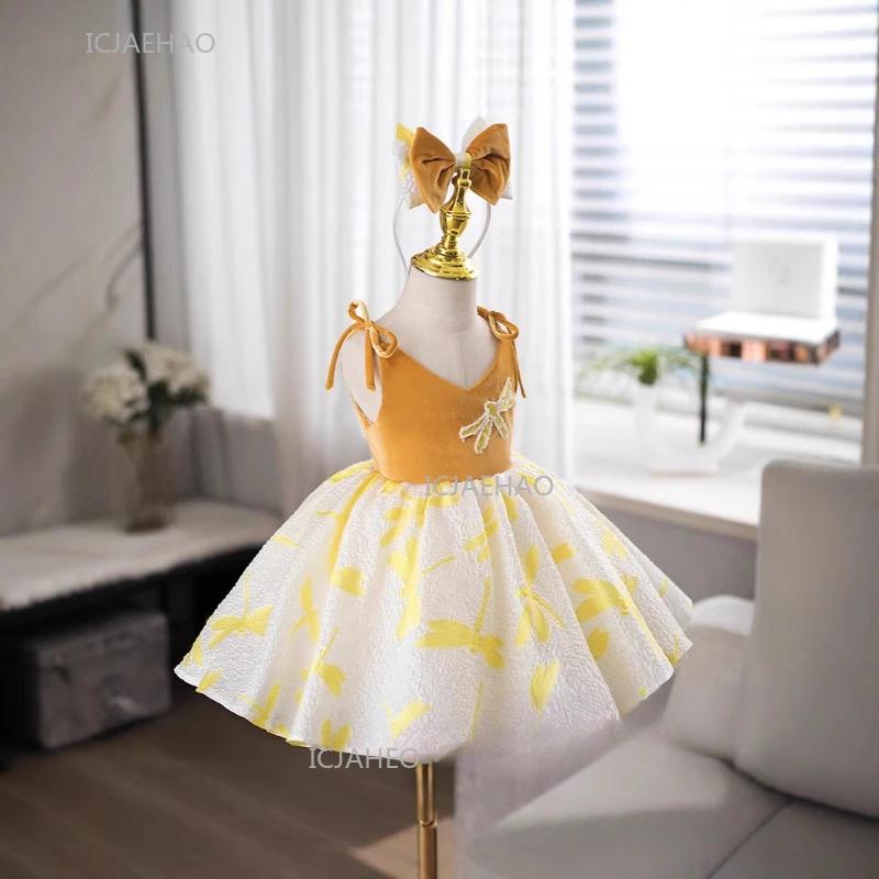 Robe de soirée pour filles, style princesse, blanche, pour anniversaire, récital de piano, événement