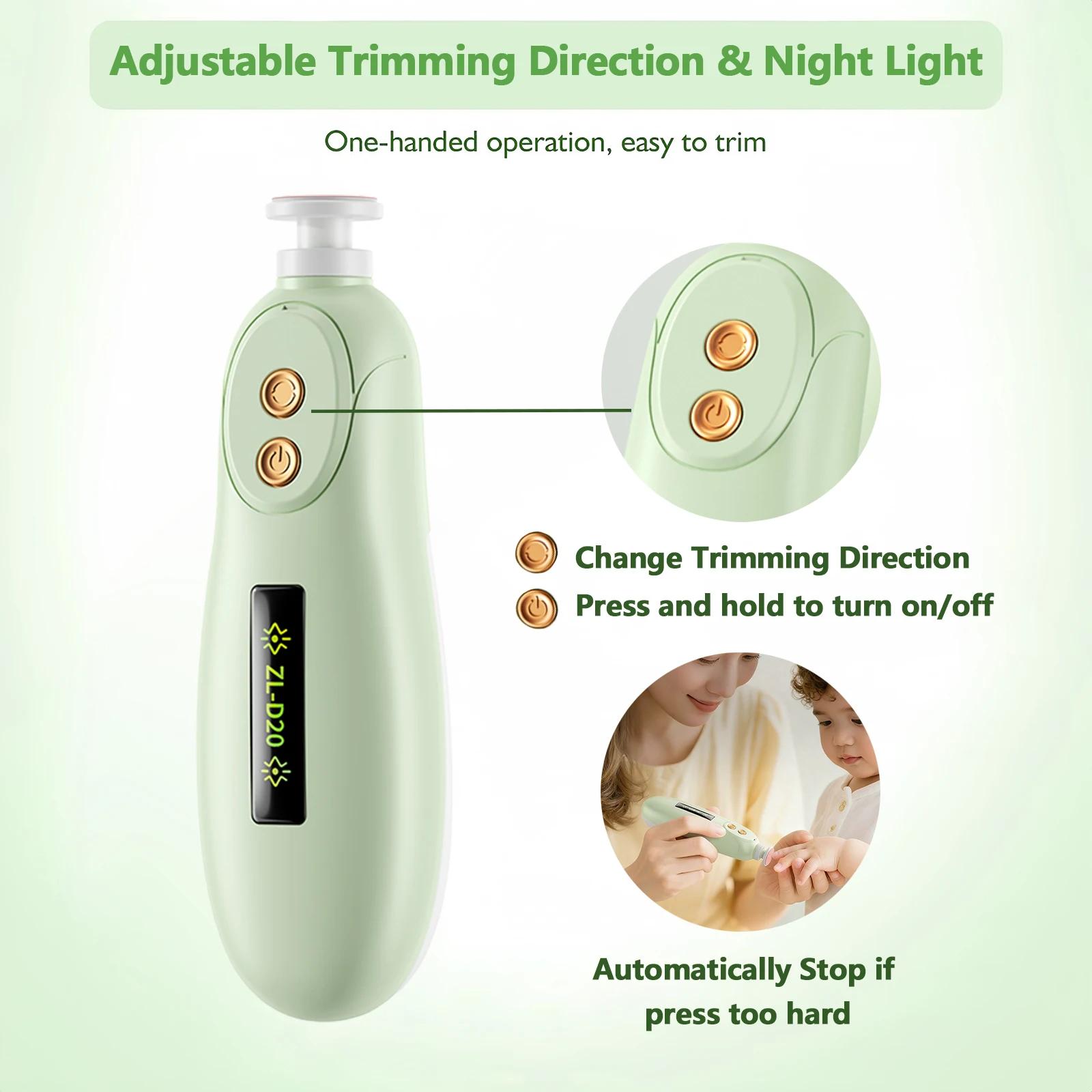 Lime à ongles électrique pour bébé, ensemble de soins des ongles avec lumière LED, coupe-ongles pour