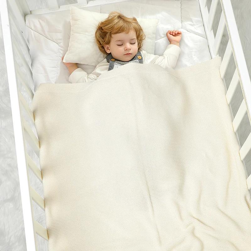 Couvertures pour bébé 100x80cm, tricot en coton, pour nouveau-né, garçon et fille, poussette, lit, l